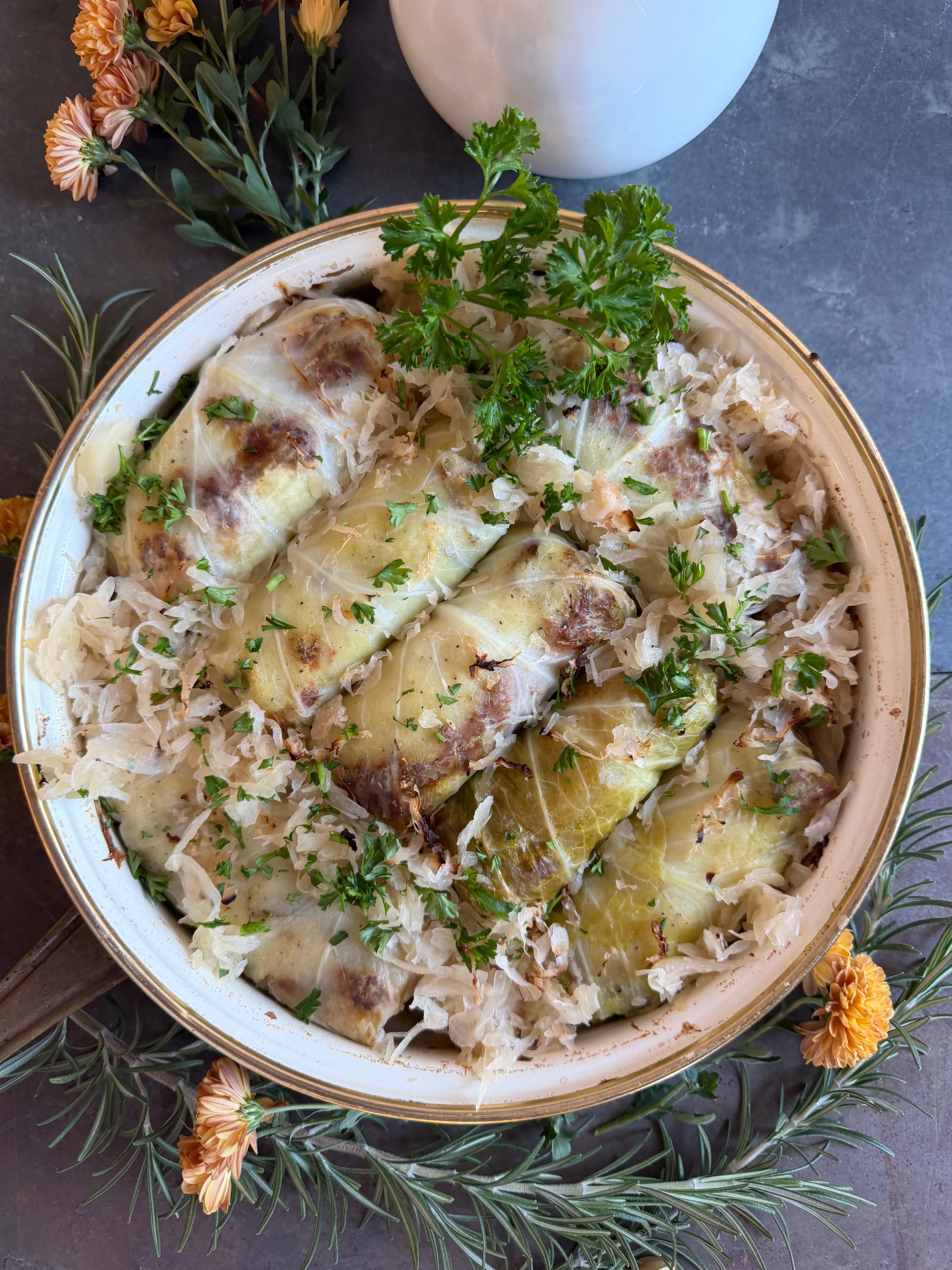 Pumfu Sausage Stuffed Cabbage Rolls